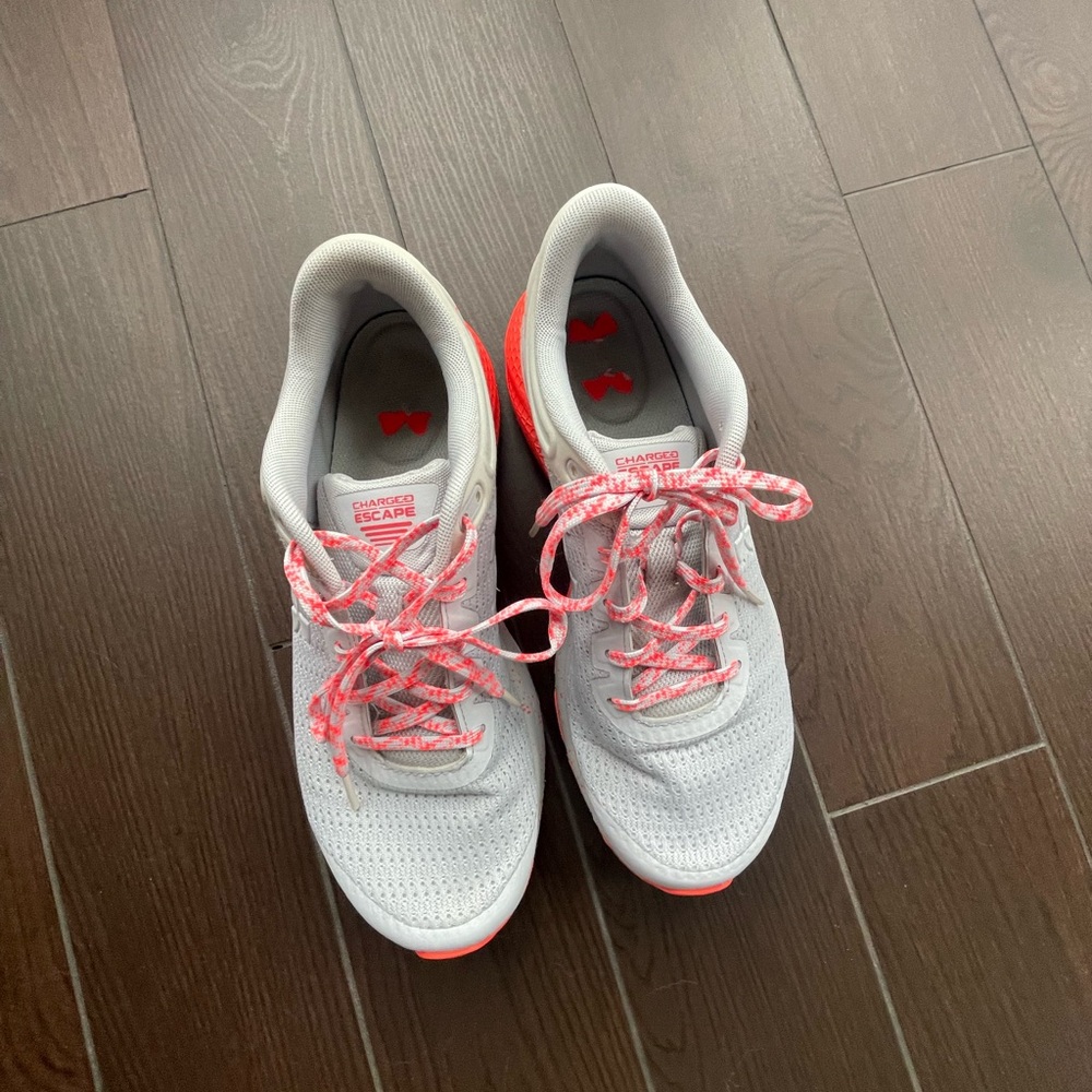 Under Armour Women's Light Gray and orange Athletic Shoes